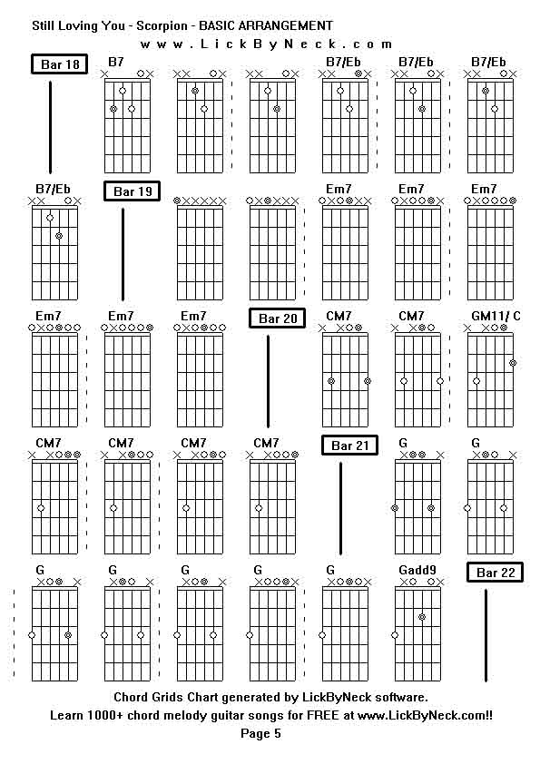 Chord Grids Chart of chord melody fingerstyle guitar song-Still Loving You - Scorpion - BASIC ARRANGEMENT,generated by LickByNeck software.